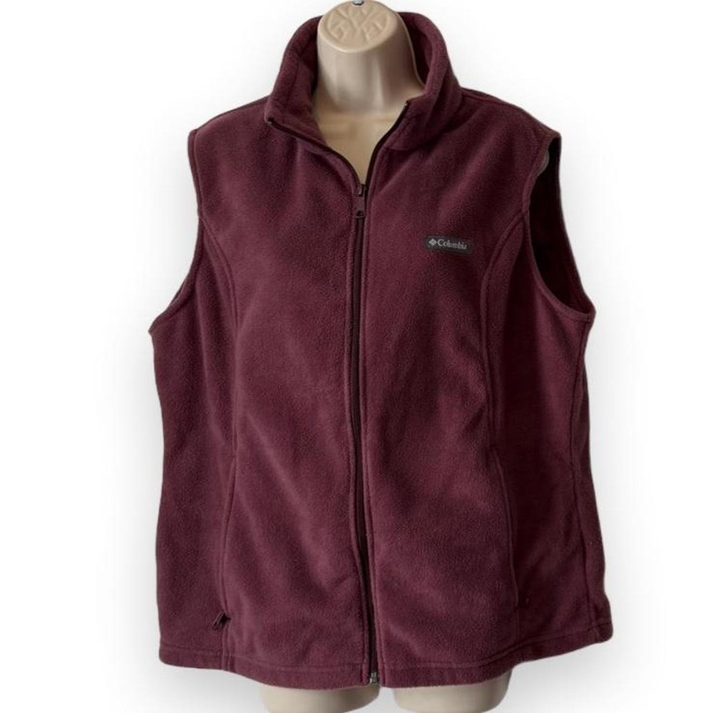 Columbia Plum Mock Neck Full Zip Fleece Vest, Women's Size XL